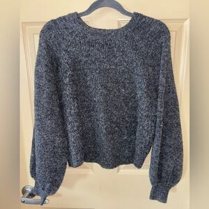 Topshop Blouson Sleeve Crop Sweater in Charcoal